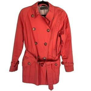Platinum Utex Peach Belted Double Breasted Trench Coat Jacket Size Medium